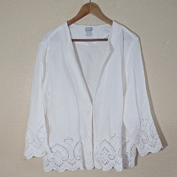 Chicos White Eyelet Lace Cardigan - Picture 1 of 8